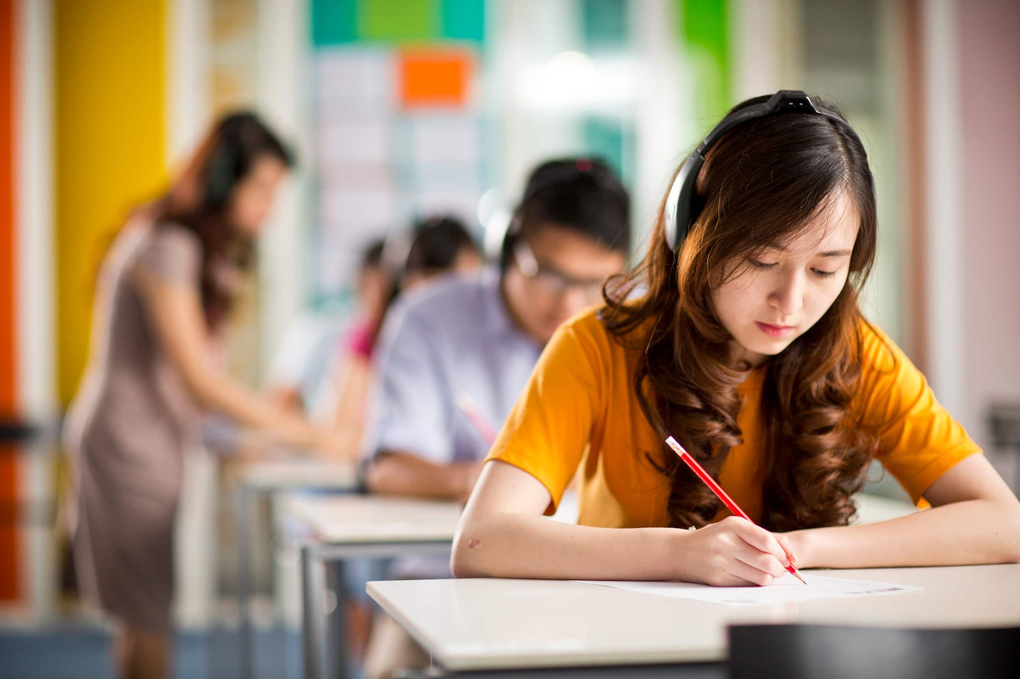 Student taking an exam
